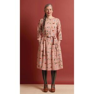 NWT Palava Beatrice Dress UK 8 Mechanical Toys Pink Tencel Fit & Flare